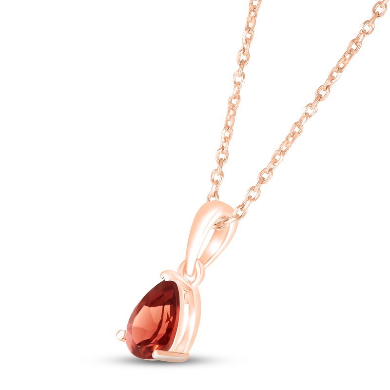 Main Image 2 of Garnet Birthstone Necklace 10K Rose Gold 18"