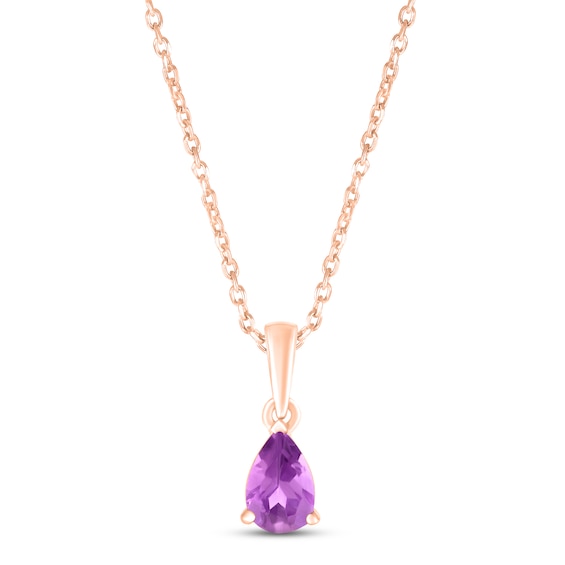 Amethyst Birthstone Necklace 10K Rose Gold 18"