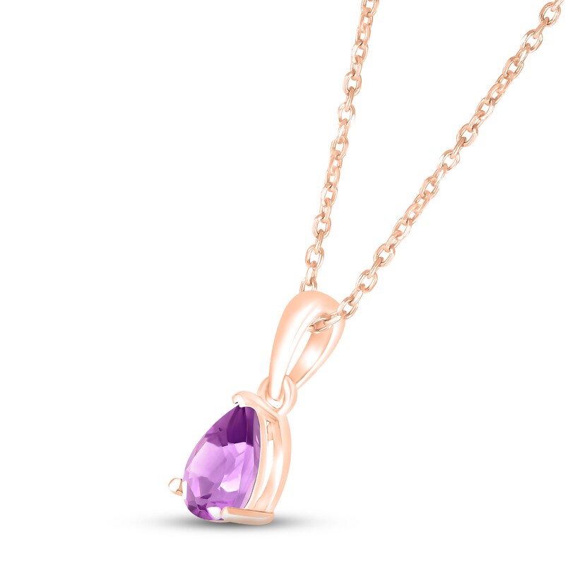 Amethyst Birthstone Necklace 10K Rose Gold 18"