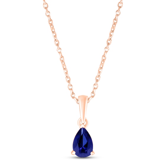 Blue Lab-Created Sapphire Birthstone Necklace 10K Rose Gold 18