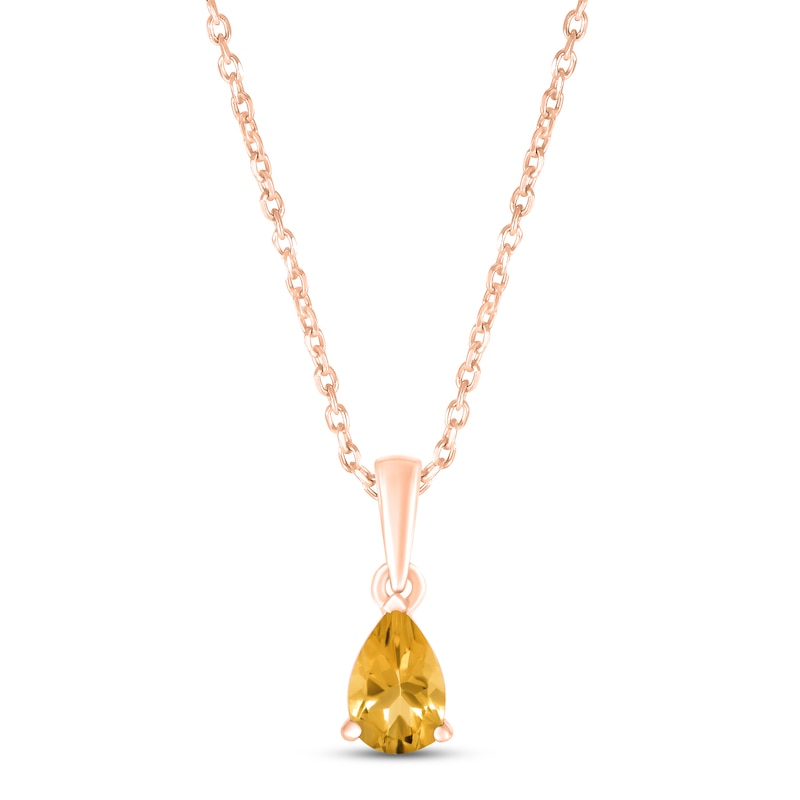 Main Image 1 of Citrine Birthstone Necklace 10K Rose Gold 18&quot;