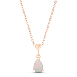 Lab-Created Opal Birthstone Necklace 10K Rose Gold 18"