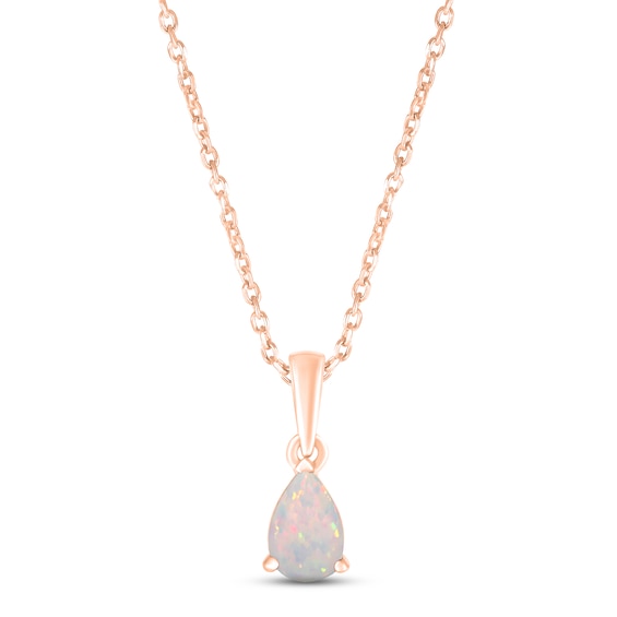 Lab-Created Opal Necklace Pear-shaped 10K Rose Gold