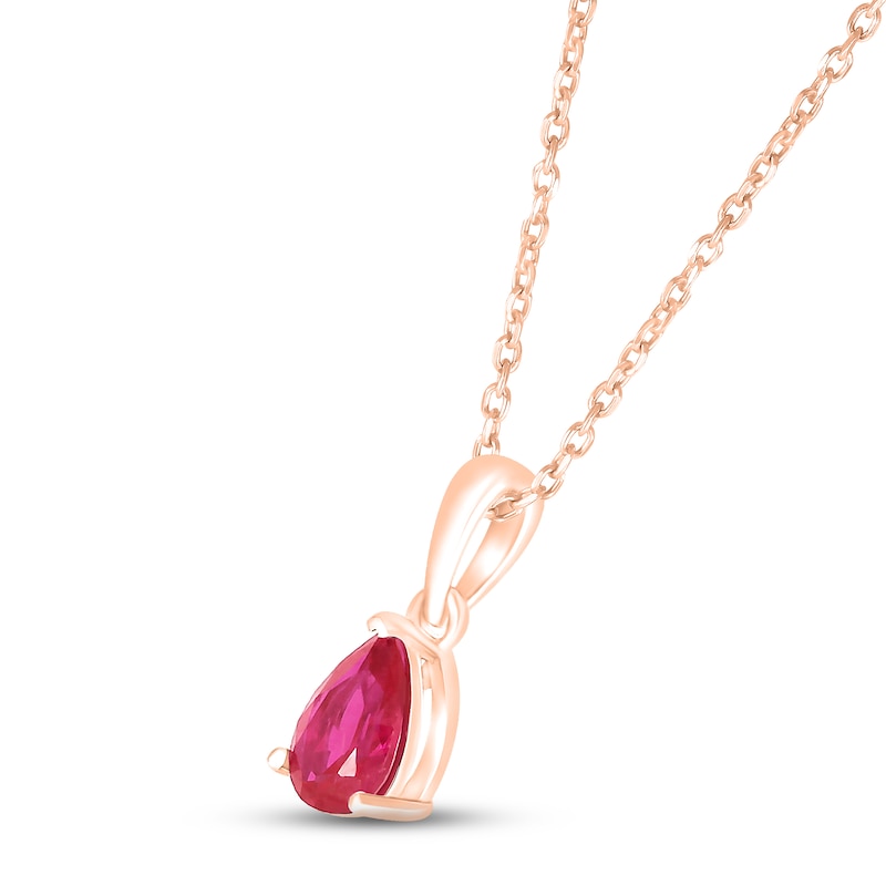 Main Image 2 of Lab-Created Ruby Birthstone Necklace 10K Rose Gold 18&quot;