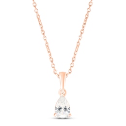 White Lab-Created Sapphire Birthstone Necklace 10K Rose Gold 18&quot;