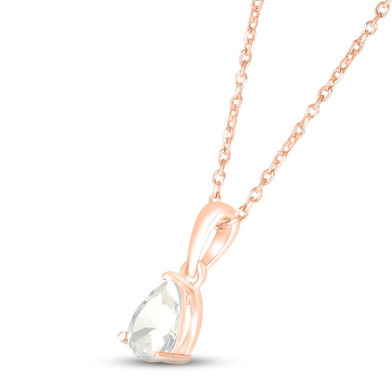 White Lab-Created Sapphire Birthstone Necklace 10K Rose Gold 18"