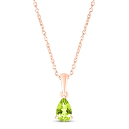 Peridot Birthstone Necklace 10K Rose Gold 18"