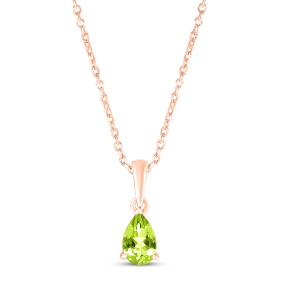 Peridot Birthstone Necklace 10K Rose Gold 18"
