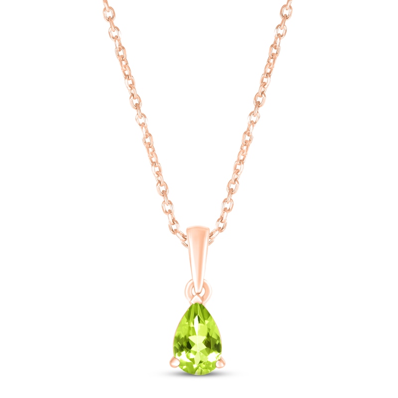 Peridot Birthstone Necklace 10K Rose Gold 18"