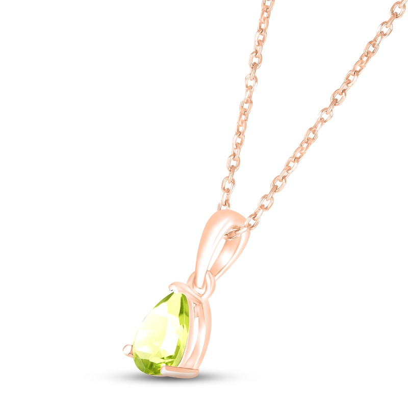 Peridot Birthstone Necklace 10K Rose Gold 18"