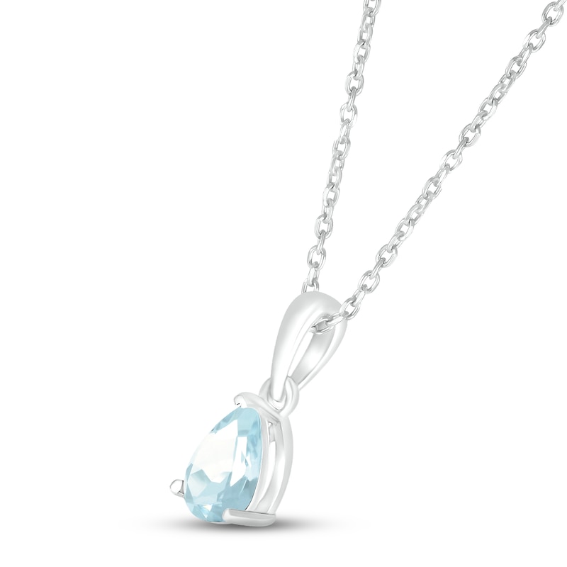 Aquamarine Birthstone Necklace 10K White Gold 18"