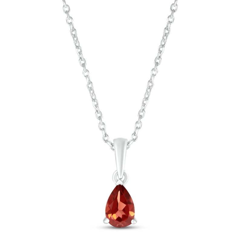 Main Image 1 of Garnet Birthstone Necklace 10K White Gold 18"