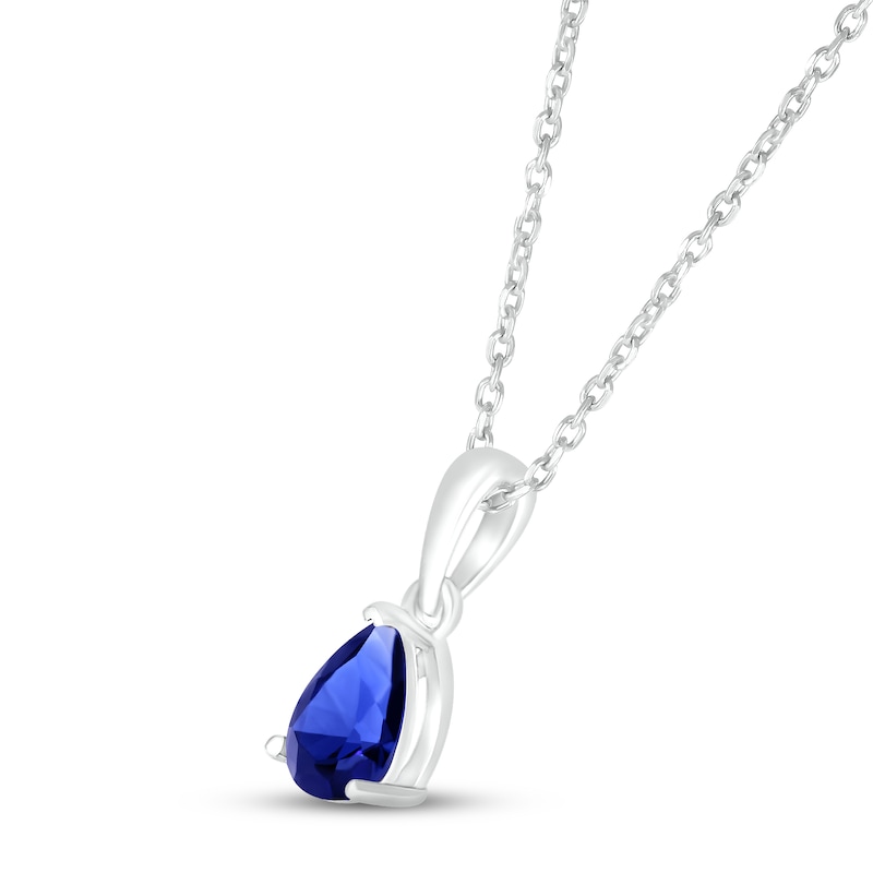 Main Image 2 of Blue Lab-Created Sapphire Birthstone Necklace 10K White Gold 18&quot;