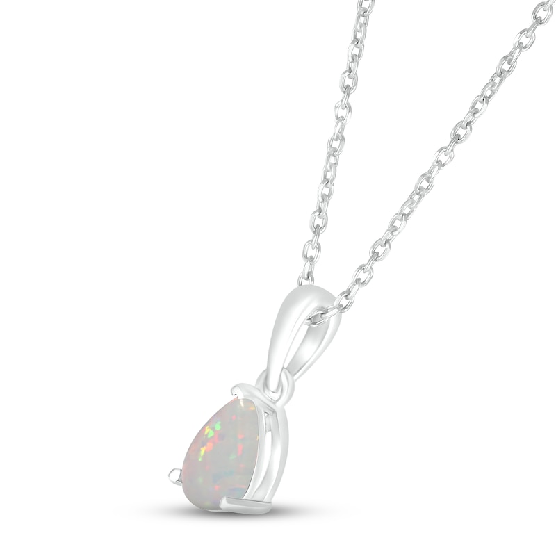 Main Image 2 of Lab-Created Opal Birthstone Necklace 10K White Gold 18&quot;