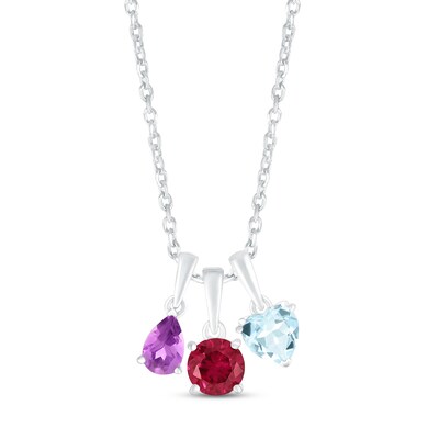 Birthstone Jewelry Set: Created Opal Halo Pendant Necklace & Stud Earrings - 18K Gold Plated, 925 Sterling Silver