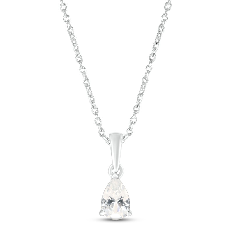 White Lab-Created Sapphire Birthstone Necklace 10K White Gold 18"