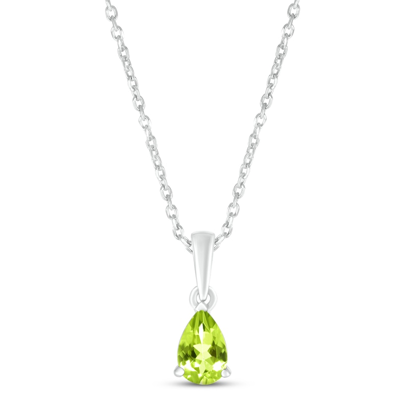 Main Image 1 of Peridot Birthstone Necklace 10K White Gold 18&quot;