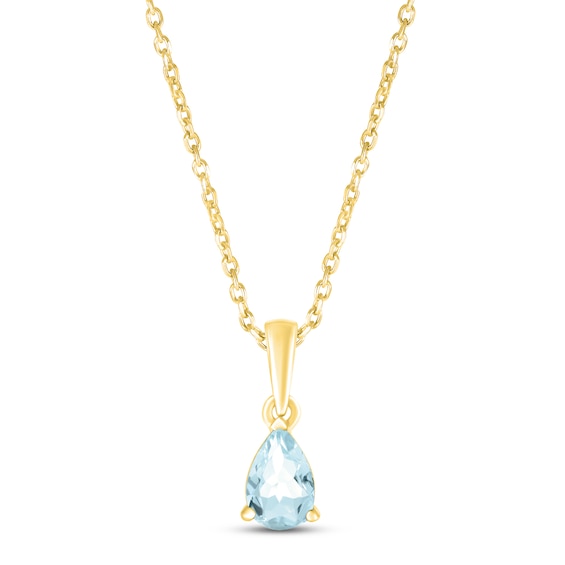 Aquamarine Birthstone Necklace 10K Yellow Gold 18
