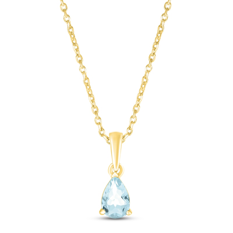 Main Image 1 of Aquamarine Birthstone Necklace 10K Yellow Gold 18&quot;