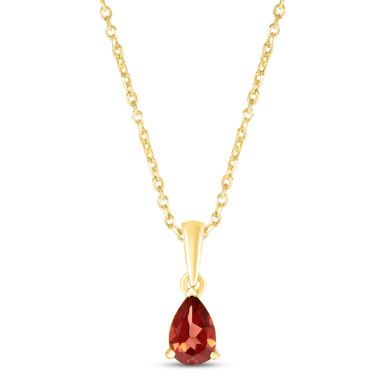 Garnet Birthstone Necklace 10K Yellow Gold 18