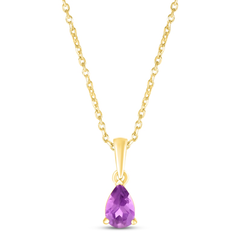 Amethyst Birthstone Necklace 10K Yellow Gold 18"