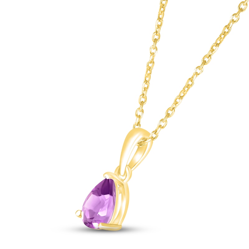 Amethyst Birthstone Necklace 10K Yellow Gold 18"