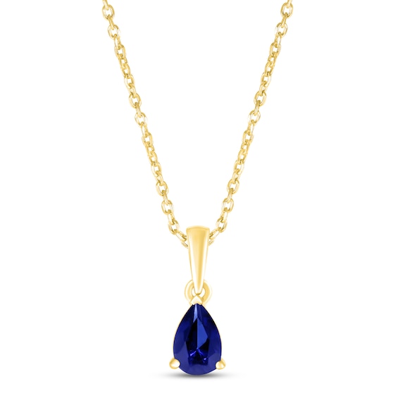 Blue Lab-Created Sapphire Birthstone Necklace 10K Gold 18