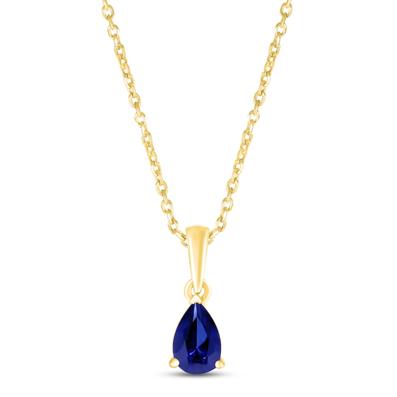 Main Image 1 of Blue Lab-Created Sapphire Birthstone Necklace 10K Yellow Gold 18"