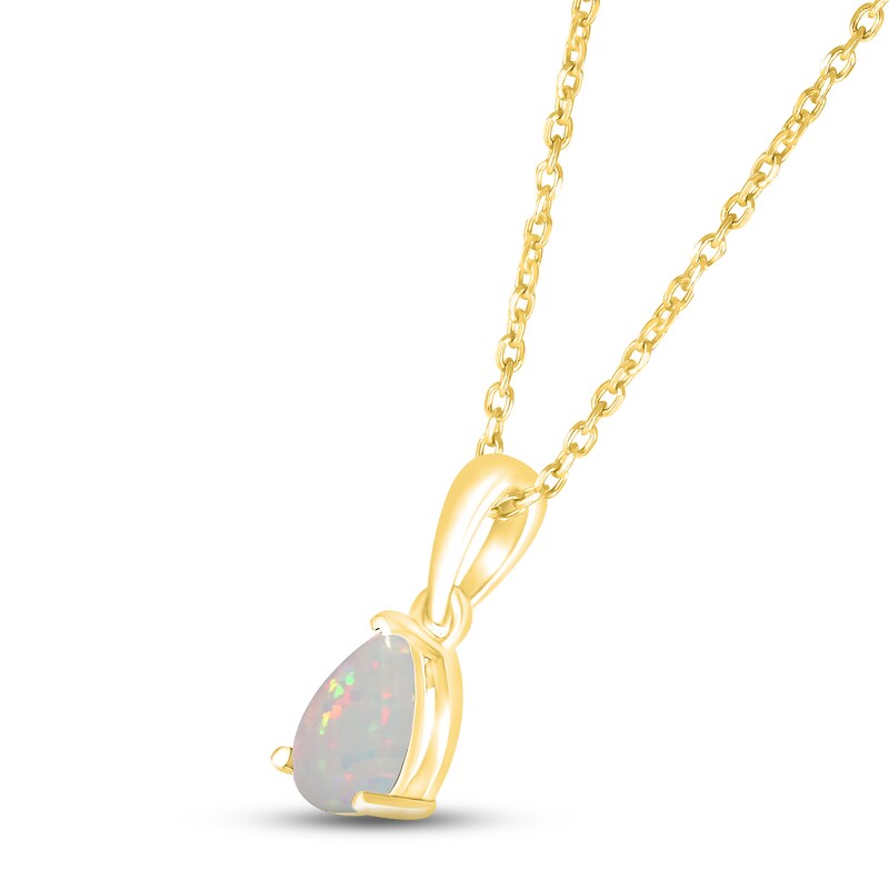 Main Image 2 of Lab-Created Opal Birthstone Necklace 10K Yellow Gold 18&quot;