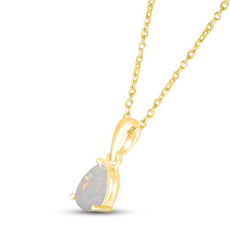 Lab-Created Opal Birthstone Necklace 10K Yellow Gold 18"