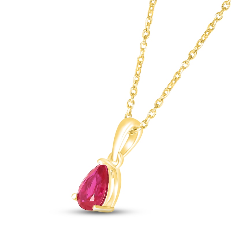 Lab-Created Ruby Birthstone Necklace 10K Yellow Gold 18"
