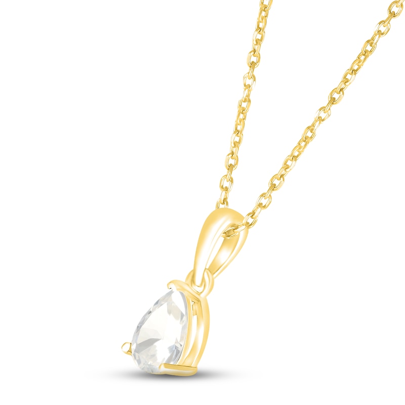 White Lab-Created Sapphire Birthstone Necklace 10K Yellow Gold 18"
