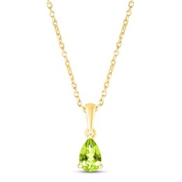 Peridot Birthstone Necklace 10K Yellow Gold 18"