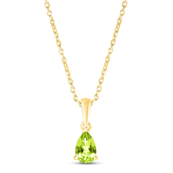 Peridot Birthstone Necklace 10K Yellow Gold 18"