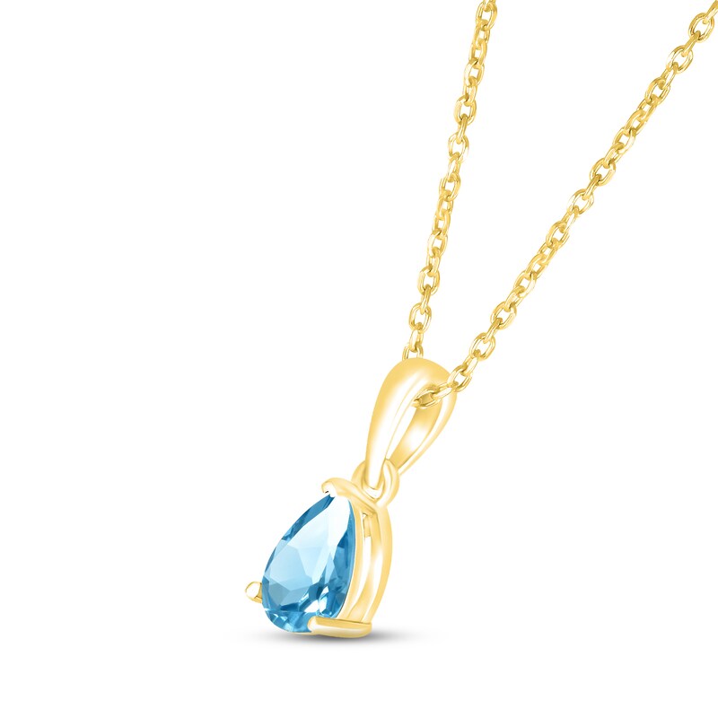 Main Image 2 of Swiss Blue Topaz Birthstone Necklace 10K Yellow Gold 18"