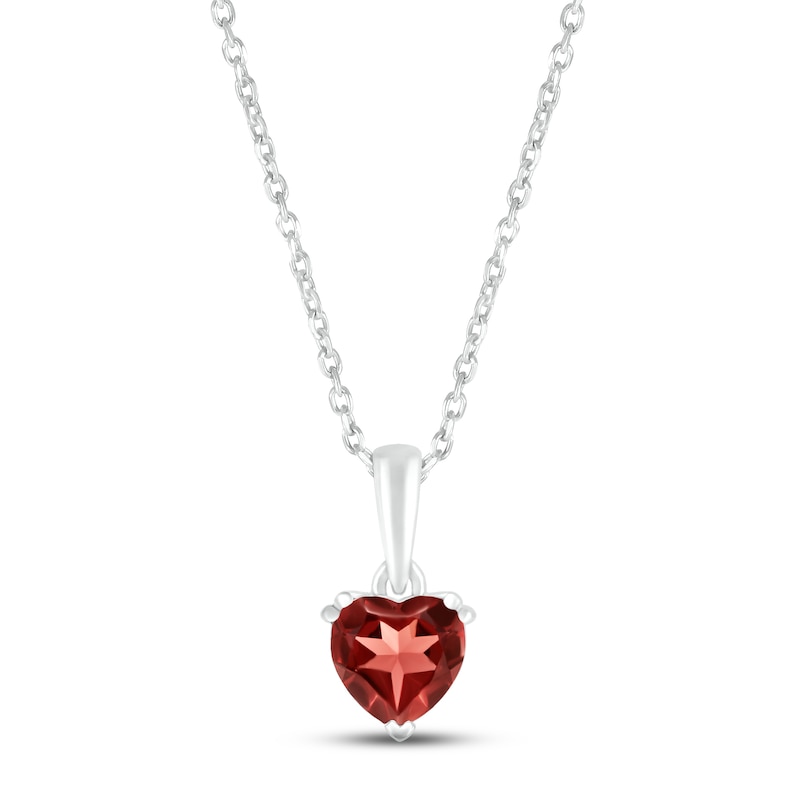 Main Image 1 of Garnet Birthstone Necklace Sterling Silver 18&quot;