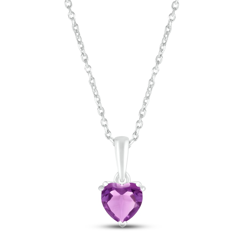 Main Image 1 of Amethyst Birthstone Necklace Sterling Silver 18&quot;