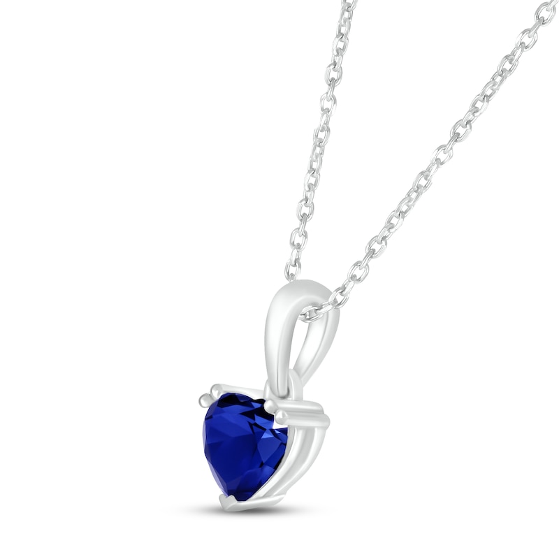 Blue Lab-Created Sapphire Birthstone Necklace Sterling Silver 18"