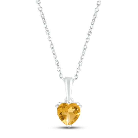 Citrine Birthstone Necklace Sterling Silver 18"