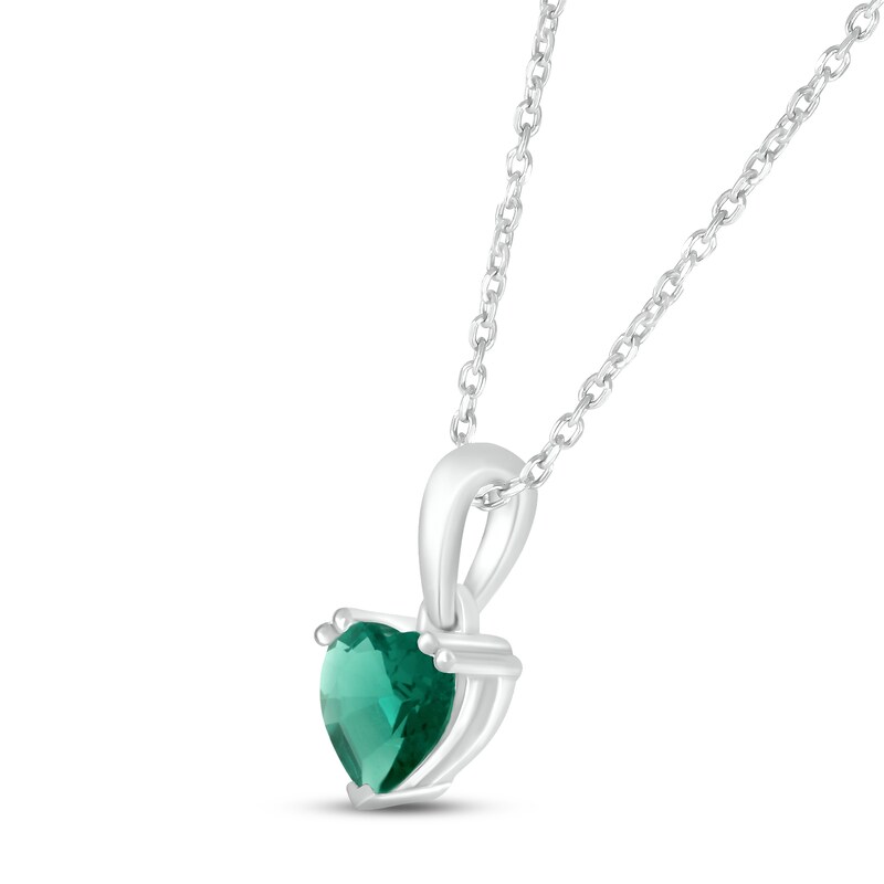 Main Image 2 of Lab-Created Emerald Birthstone Necklace Sterling Silver 18&quot;