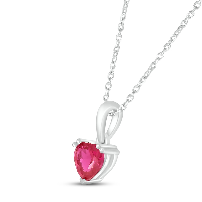 Main Image 2 of Lab-Created Ruby Birthstone Necklace Sterling Silver 18&quot;
