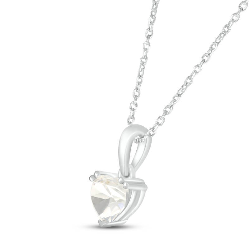 Main Image 2 of White Lab-Created Sapphire Birthstone Necklace Sterling Silver 18"