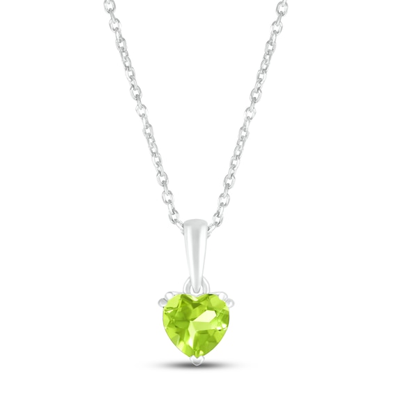 Peridot Birthstone Necklace Sterling Silver 18"
