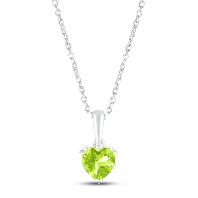 Main Image 1 of Peridot Birthstone Necklace Sterling Silver 18"