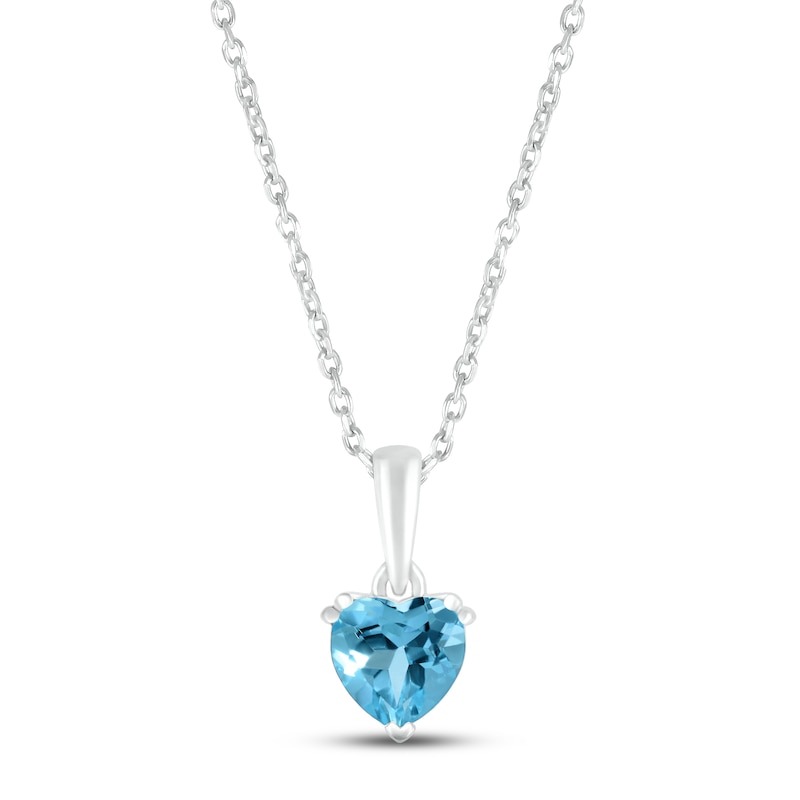 Main Image 1 of Swiss Blue Topaz Birthstone Necklace Sterling Silver 18&quot;