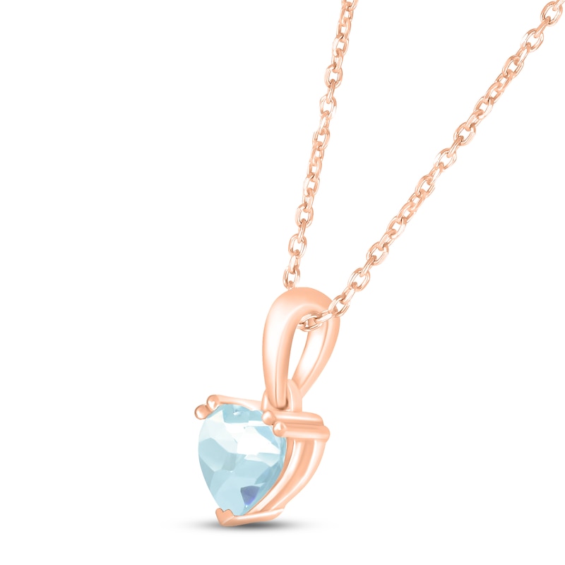 Aquamarine Birthstone Necklace 10K Rose Gold 18"