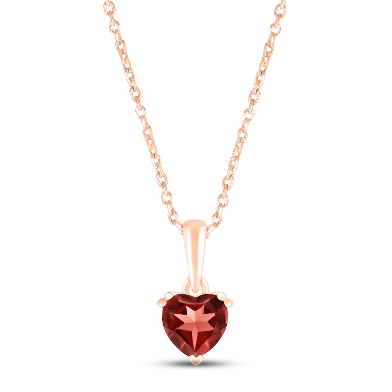 Main Image 1 of Garnet Birthstone Necklace 10K Rose Gold 18&quot;