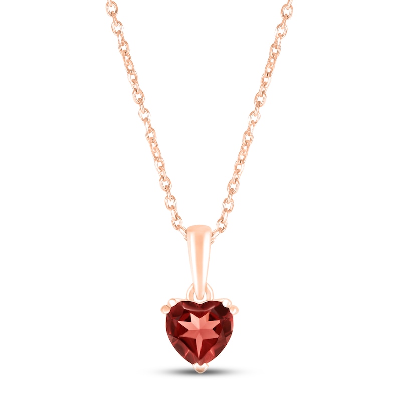 Garnet Birthstone Necklace 10K Rose Gold 18"