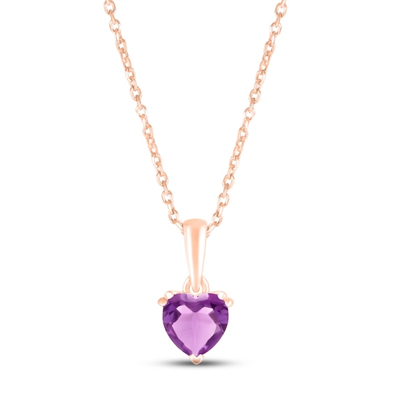 Amethyst Birthstone Necklace 10K Rose Gold 18"