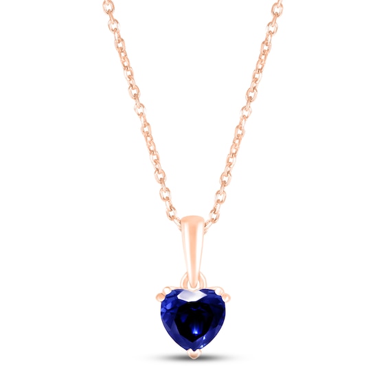 Blue Lab-Created Sapphire Birthstone Necklace 10K Rose Gold 18"
